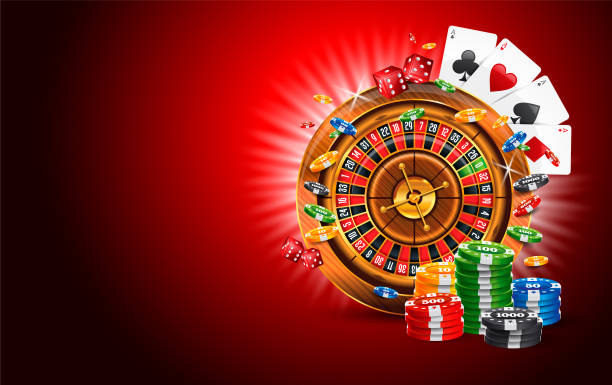 Baccarat card hand on felt with dealer studio backdrop